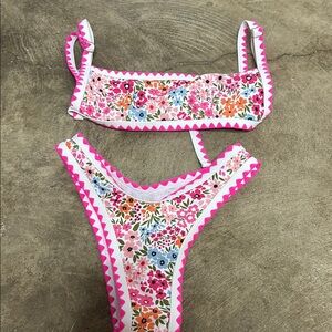 Amazon Pink Bikini Set with Floral Design